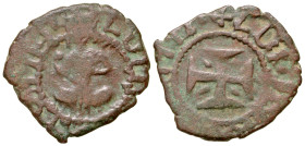 "Armenian Kingdom, Cilician Armenia. ?Levon IV. 1320-1342. AE Pogh (20.3 mm, 2.36 g, 8 h). Levon enthroned facing holding globe / Cross pattèe with da...