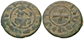 "Armenian Kingdom, Cilician Armenia. Levon IV. 1320-1342. AE Pogh (17.5 mm, 1.53 g). Levon enthroned, holding scepter and cross / Cross within dotted ...