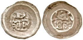 "German States, Brunswick. City coinage. 1300-1325. AR Bracteate (21.7 mm, .44 g). anepigraphic, lion with large B / anepigraphic, incuse of obverse. ...