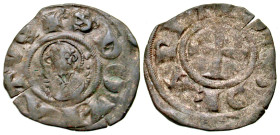 "Italy, Aezzo. Republic. 13th Century BI denaro (15.5 mm, .55 g, 11 h). + · S · DONATVS, facing nimbate head of St. Donatus within inner border / lege...