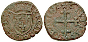 "Italy, Chieti. Charles VII, King of France. 1495. AE 17 (17.4 mm, 1.92 g, 10 h). KROLVS · D · G · R[?]EKSI, crowned arms of France / (star) CIVITAS (...