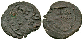 "Moldavia. Alexandru cel Bun (the Kind). 1400-1432. BI half gross (15.3 mm, .57 g). Facing bukranion flanked by rosette and crescent, star between hor...
