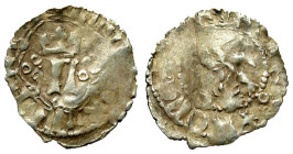 "Poland, Red Russia. Ludwig of Hungary. 1379-1382. AR kwartnik (20.4 mm, 0.94 g, 5 h). Crowned initials / Lion advancing left. Kop 3063. Fine, wavy fl...