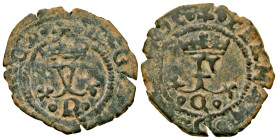 "Spain, Castile and Leon. Fernando II and Isabella. 1474-1504. BI blanco (17.6 mm, .84 g, 10 h). Cuenca mint. Crowned F monogram; C beneath with annul...