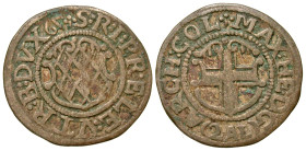 "German States, Cologne. Maximilian Heinrich. 1650-1668. AR 2 albus (19.6 mm, 1.46 g). Arms of Cologne, 2 AL or ALB below in legend / Arms of Bavaria,...