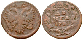 "Russia. Anna. 1730-1740. AE denga (half kopeck). Krasny Mint, Moscow, 1731. KM 188. VF. "