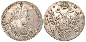 "Russia. Anna. 1730-1740. AR 1 rouble (41.7 mm, 25.98 g, 1 h). Moscow mint, 1732. Crowned and armored bust of Anna right, brooch on bosom / Eagle with...
