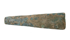 "An Early Bronze Age bronze adze, Eastern Europe, ca. 3rd Millennium B.C. , formed from a heavy sheet with tapered end and flattened cutting edge. L: ...