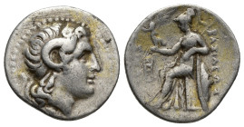 Kings of Thrace. Lysimachos AR Drachm.  (19mm, 4.2 g). Ephesos mint. Circa 294-287 BC. Diademed head of the deified Alexander the Great right, wearing...