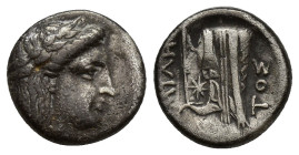 BITHYNIA, Kios. Circa 345-315 BC. AR Hemidrachm (13mm, 2.5 g). Miletos, magistrate. Laureate head of Apollo right / Prow of galley left, ornamented wi...
