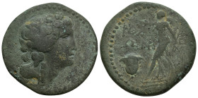 ISLANDS off CARIA, Rhodos. Rhodes. Early-mid 1st century AD. Æ Drachm (35mm, 21 g). Chareinos, magistrate. Radiate head of Dionysus right, wearing ivy...