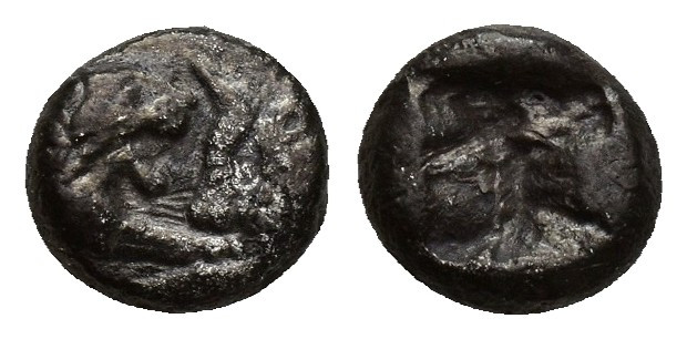 Kings of Lydia, Kroisos AR 1/12 Stater. (7mm, 0.9 g) Sardes, circa 550-546 BC. C...