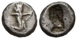 Achaemenid Empire. Circa 500-485 BC. AR Siglos (14mm, 5.4 g). Persian king or hero in kneeling/running stance right, shooting bow / Incuse punch.