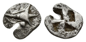 Mysia, Kyzikos. Ca. 550-500 B.C. AR, Hemiobol (8.3mm, 0.3 g). Head of tunny right; above, tail of tunny / Quadripartite incuse square. Very Rare. CNG ...