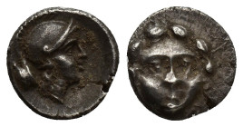 PISIDIA. Selge. Obol (10mm, 1 g) (Circa 350-300 BC). Obv: Helmeted head of Athena right, behind, astragalos. Rev: Facing gorgoneion.