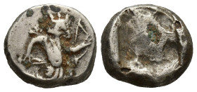 Persia, Achaemenid Kings AR Siglos. Time of Artaxerxes II - Artaxerxes III AR Siglos. (15mm, 5.1 g) Sardes, circa 375-340 BC. Persian king or hero in ...