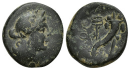 Phrygia, Laodikeia, c. 133/88-67 BC. Æ (18mm, 6.2 g). Diademed and draped bust of Aphrodite or the foundress Laodice r. R/ Filleted cornucopia to r.; ...