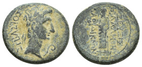 PHRYGIA. Laodicea ad Lycum. Augustus, 27 BC-AD 14. Assarion (Bronze, 17mm, 4.7 g), Zeuxis Philalethes, circa 15 BC (?). ΣEBAΣTOΣ Laureate head of Augu...