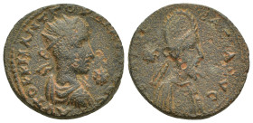 MESOPOTAMIA, Edessa. Abgar X, 242-244 AD. Æ (23mm, 10.5 g). Laureate, draped and cuirassed bust of Gordian III, star before / Bust of Abgar, star behi...