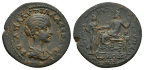 PHRYGIA Acmoneia, Plautilla, wife of Caracalla, 202-212. (20mm, 4 g) drape Bust r., the hair on the back of the head rev. Zeus seated l, holding a sce...