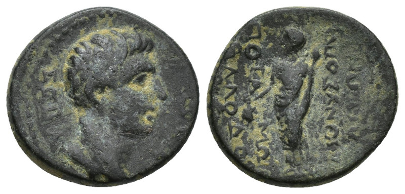 PHRYGIA. Dionysopolis. Tiberius (14-37). Ae. (18mm, 4.2 g) Obverse: ΣΕΒΑΣΤΟΣ; ba...