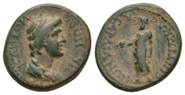 LYDIA, Sardis. Pseudo-autonomous issue. temp. Nero, AD 54-68. Æ (19mm, 4.8 g). Tiberius Claudius Mnaseas, strategos(?). Draped bust of youthful Senate...
