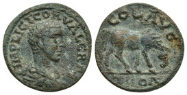 TROAS, Alexandria Troas. Valerian II. 253-255 AD. Æ (20mm, 5.6 g). IMP LICI COR VALERIA draped and cuirassed bust right, seen from behind / COL AVG, T...