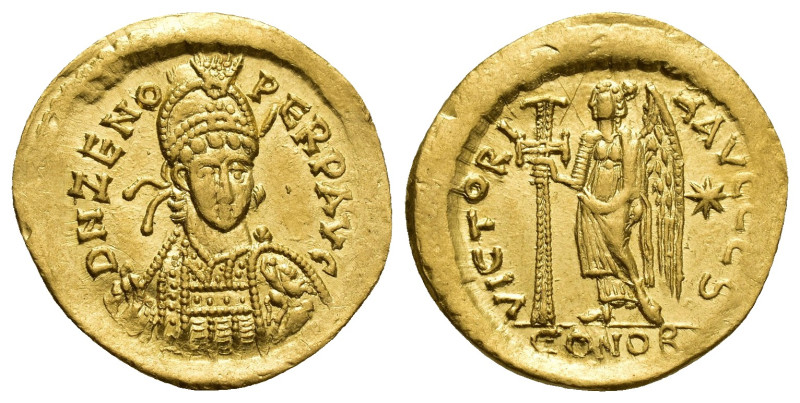 Zeno, Eastern Roman Emperor (AD 474-491). AV solidus (20.2mm, 4.7 g). Constantin...