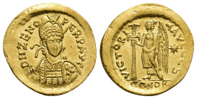 Zeno, Eastern Roman Emperor (AD 474-491). AV solidus (20.2mm, 4.7 g). Constantinople, 6th officina, second reign, AD 476-491. D N ZENO PERP AVG, diade...