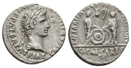 Augustus (27 BC - 14 AD). AR Denarius (19mm, 3.8 g), Roma (Rome), c. 2-1 BC. Obv. CAESAR AVGVSTVS DIVI F PATER PATRIAE, laureate head right. Rev. AVGV...