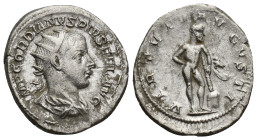 Gordian III. AD 238-244. AR antoninianus (22mm, 4.2 g) (Hercules reverse. IMP GORDIANVS PIVS FEL AVG, Radiate bust right / VIRTVTI AVGVSTI, Hercules s...