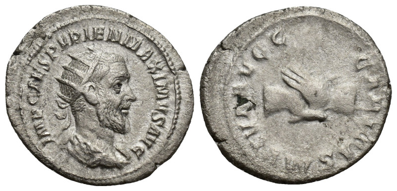 PUPIENUS. 238 AD. AR Antoninianus (21mm, 3.2 g). IMP CAES PVPIEN MAXIMVS AVG, ra...