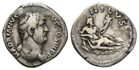 Hadrian. (117-138 AD). Silver denarius (18m, 3.2 g). Rome, ca. 132 AD. HADRIANVS AVG COS III P P, head bare right / NILVS, Nilus reclining right, hold...