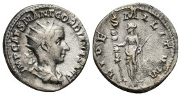 GORDIAN III (238-244). Antoninianus. (21mm, 4.3 g) Rome. Obv: IMP CAES M ANT GORDIANVS AVG. Radiate, draped and cuirassed bust right. Rev: FIDES MILIT...