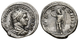 Caracalla AR Antoninianus. (21mm, 6.2 g) Rome, AD 217. ANTONINVS PIVS AVG GERM, radiate, draped, and cuirassed bust right, seen from behind / P M TR P...