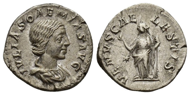 JULIA SOAEMIAS (Augusta, 218-222). Denarius. (18mm, 3.3 g) Rome. Obv: IVLIA SOAE...