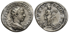 Elagabalus (218-222 AD). AR Antoninianus (23mm, 5.4 g), Roma (Rome). Obv. IMP CAES M AVR ANTONINVS AVG, radiate, draped and cuirassed bust right, seen...