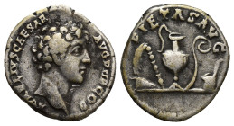 Marcus Aurelius. As Caesar, A.D. 138-161. AR denarius (17mm, 3.3 g). Rome mint, struck A.D. 140-144. Scarce. AVRELIVS CAESAR AVG P II F COS, bare head...