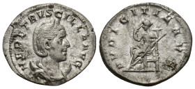 Herennia Etruscilla, wife of Trajan Decius. Antoninianus 249-253, AR (23mm, 3.8 g). HER HTRVSCILLA AVG Diademed and draped bust r., on crescent. Rev. ...