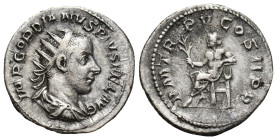 Gordian III AR Antoninianus. (23mm, 4.4 g) Rome, AD 241-243. IMP GORDIANVS PIVS FEL AVG, laureate, draped and cuirassed bust right / P M TR P V COS II...