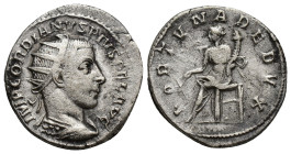 Gordian III. A.D. 238-244. AR antoninianus (22mm, 4 g). Antioch, A.D. 243. IMP GORDIANVS PIVS FEL AVG, radiate and cuirassed bust of Gordian III right...