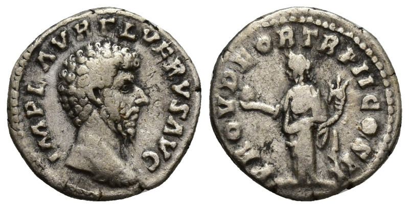 LUCIUS VERUS (A.D. 161-169) Denarius, Ag, (17mm, 2.9 g) A.D. 161, Rome mint Rome...