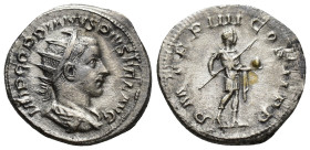 Gordian III AR Antoninianus. (22mm, 3.9 g) Rome, AD 241-243. IMP GORDIANVS PIVS FEL AVG, radiate, draped and cuirassed bust of Gordian III to right / ...