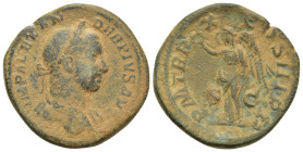 SEVERUS ALEXANDER (222-235). Sestertius. (31mm, 17.6 g) Rome. Obv: IMP ALEXANDER PIVS AVG. Laureate bust right, with slight drapery. Rev: P M TR P X C...