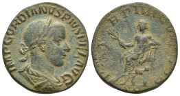 GORDIAN III (238-244). Sestertius. (28mm, 19.9 g) Rome. Obv: IMP GORDIANVS PIVS FEL AVG. Laureate, draped and cuirassed bust right. Rev: P M TR P IIII...