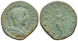 Gordian III. AD 238-244. Æ Sestertius. (30mm, 18.2 g) IMP GORDIANVS PIVS FEL AVG. Laureate and draped bust right. / LAETITIA AVG N / S - C. Laetitia s...