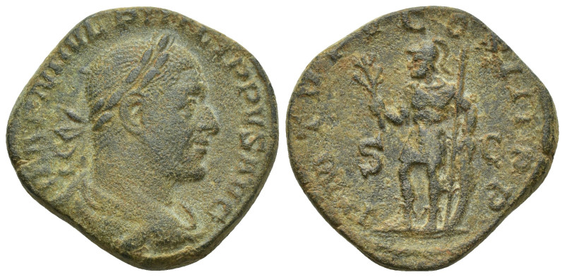 Philip I Æ Sestertius. (27mm, 17.8 g) Rome, AD 248. IMP M IVL PHILIPPVS AVG, lau...