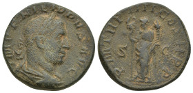 Philip I Arab AD 244-249. Struck AD 246. Rome Sestertius Æ (27mm, 15.2 g). IMP M IVL PHILIPPVS AVG, laureate, draped and cuirassed bust of Philip to r...