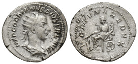 Gordian III AR Antoninianus. (24mm, 4.2 g) Rome, AD 243-244. IMP GORDIANVS PIVS FEL AVG, radiate, draped bust right / FORTVNA REDVX, Fortuna seated le...