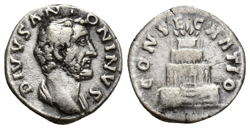 Divus Antoninus Pius AD 161. Rome, struck under Marcus Aurelius in 161.. Denariu...